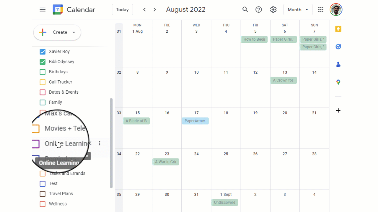 Enabling movies watched layer to the calendar